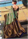 Green and Navy Blue Trendy Designer Saree For Festival - 1