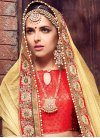 Attractive Lycra Cream and Gold Lehenga Style Saree For Bridal - 2