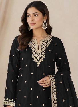 Chinon Palazzo Suit in Black with Embroidered Work for Women