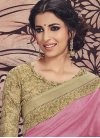 Charismatic  Art Silk Print Work Beige and Pink Contemporary Style Saree - 1