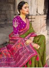 Olive and Purple Banarasi Silk Designer Contemporary Saree - 1