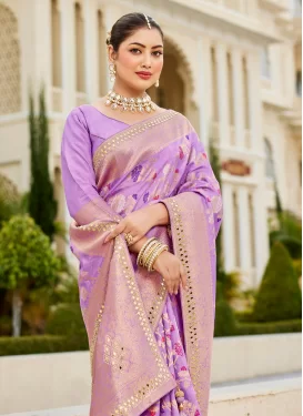 Viscose Swarovski Work Traditional Saree in Mauve