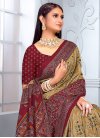 Beige and Crimson Dola Silk Designer Traditional Saree - 1