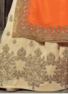 Embroidered Work Beige and Orange Pure Georgette Palazzo Straight Salwar Suit - 2