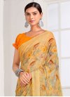 Chiffon Gold and Orange Designer Traditional Saree For Casual - 1