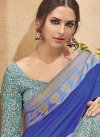 Lively  Faux Georgette Lace Work Blue and Off White Half N Half Trendy Saree - 1