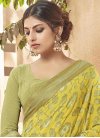 Hypnotic Faux Georgette Olive and Yellow Contemporary Style Saree - 1