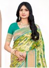 Woven Work Mint Green and Turquoise Designer Contemporary Style Saree - 1