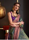 Green and Purple Designer Contemporary Style Saree For Festival - 1