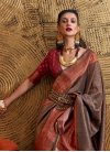 Brown and Red Designer Contemporary Saree - 2