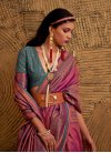 Woven Work Rose Pink and Teal Designer Contemporary Style Saree - 3