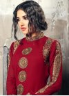 Modern Beige and Crimson Faux Georgette Pant Style Designer Salwar Suit - 2