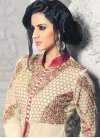 Beautiful Cream and Rose Pink Embroidered Work Faux Georgette Designer Palazzo Salwar Kameez - 2
