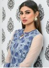 Perfect Mouni Roy Light Blue and Silver Color Jacket Style Salwar Kameez For Ceremonial - 2