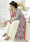 Grey and Off White Faux Georgette Trendy Designer Salwar Suit - 1