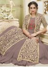 Brown and Cream Jacket Style Long Length Suit For Party - 1