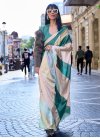 Beige and Teal Trendy Classic Saree - 2