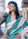 Beige and Teal Trendy Classic Saree - 1