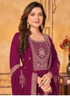 Faux Georgette Embroidered Work Pant Style Designer Salwar Suit - 1