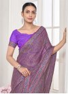 Chiffon Pink and Violet Designer Contemporary Style Saree - 1