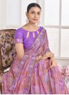 Pink and Violet Designer Contemporary Style Saree For Casual - 1