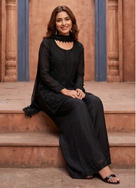 Chinon Palazzo Suit with Beads Work for Festival in Black