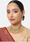 Swanky Gold Rodium Polish Beads Work Alloy Beige and Gold Necklace Set For Ceremonial - 1
