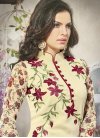 Faux Georgette Embroidered Work Cream and Crimson Trendy Pakistani Salwar Suit For Ceremonial - 1