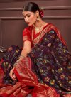 Tussar Silk Purple and Red Digital Print Work Trendy Classic Saree - 1