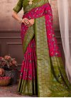 Olive and Rose Pink Digital Print Work Designer Contemporary Style Saree - 2