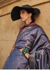 Handloom Silk Grey and Purple Woven Work Designer Contemporary Saree - 1