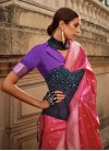 Rose Pink and Violet Handloom Silk Designer Contemporary Style Saree - 1