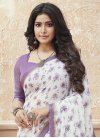 Lavender and White Traditional Designer Saree For Casual - 1