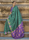 Woven Work Sea Green and Violet Designer Contemporary Style Saree - 1