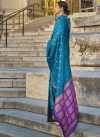 Teal and Violet Woven Work Traditional Designer Saree - 1