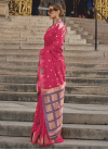 Purple and Rose Pink Khadi Silk Designer Contemporary Saree - 1