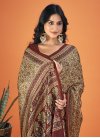 Beige and Maroon Designer Traditional Saree For Casual - 1