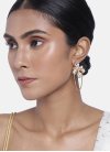 Catchy Gold Rodium Polish Stone Work Alloy Gold and White Earrings For Ceremonial - 1