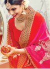 Embroidered Work Red and Rose Pink Traditional Designer Saree - 1