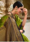 Satin Silk Navy Blue and Olive Traditional Designer Saree For Ceremonial - 1