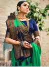Woven Work Green and Navy Blue Designer Contemporary Style Saree - 1
