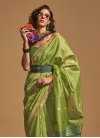 Green and Mint Green Woven Work Designer Contemporary Saree - 1