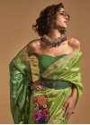 Green and Mint Green Woven Work Designer Contemporary Saree - 2