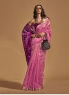 Handloom Silk Hot Pink and Purple Designer Contemporary Style Saree - 2