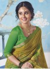 Green and Olive Print Work Classic Saree - 2