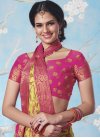 Faux Georgette Rose Pink and Yellow Classic Saree - 1