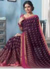 Hot Pink and Purple Lace Work Trendy Saree - 1