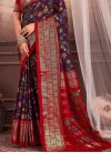 Tussar Silk Purple and Red Digital Print Work Trendy Classic Saree - 2