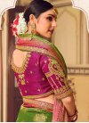 Silk Blend Olive and Rose Pink Embroidered Work Designer Contemporary Style Saree - 3