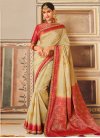 Beige and Red Embroidered Work Silk Blend Designer Contemporary Style Saree - 2